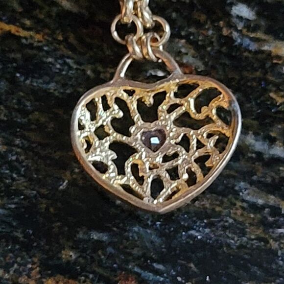 💍Goldtone Bracelet With Heart Charm Pink Stone Vintage - Picture 2 of 6